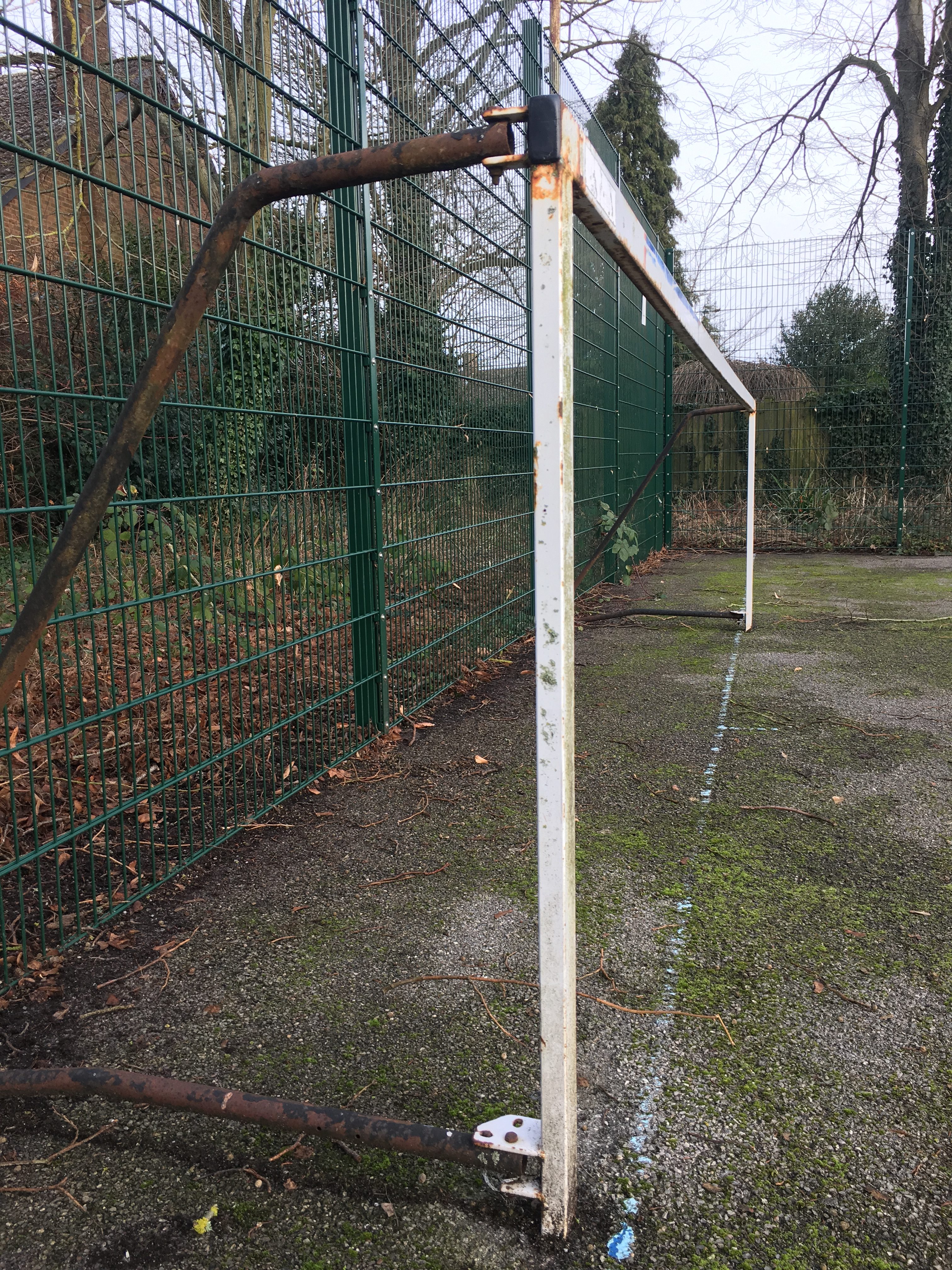Derelict football goalposts