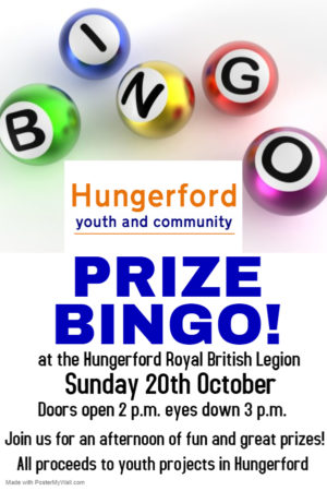 Prize Bingo poster 20th October at the British Legion Hungerford